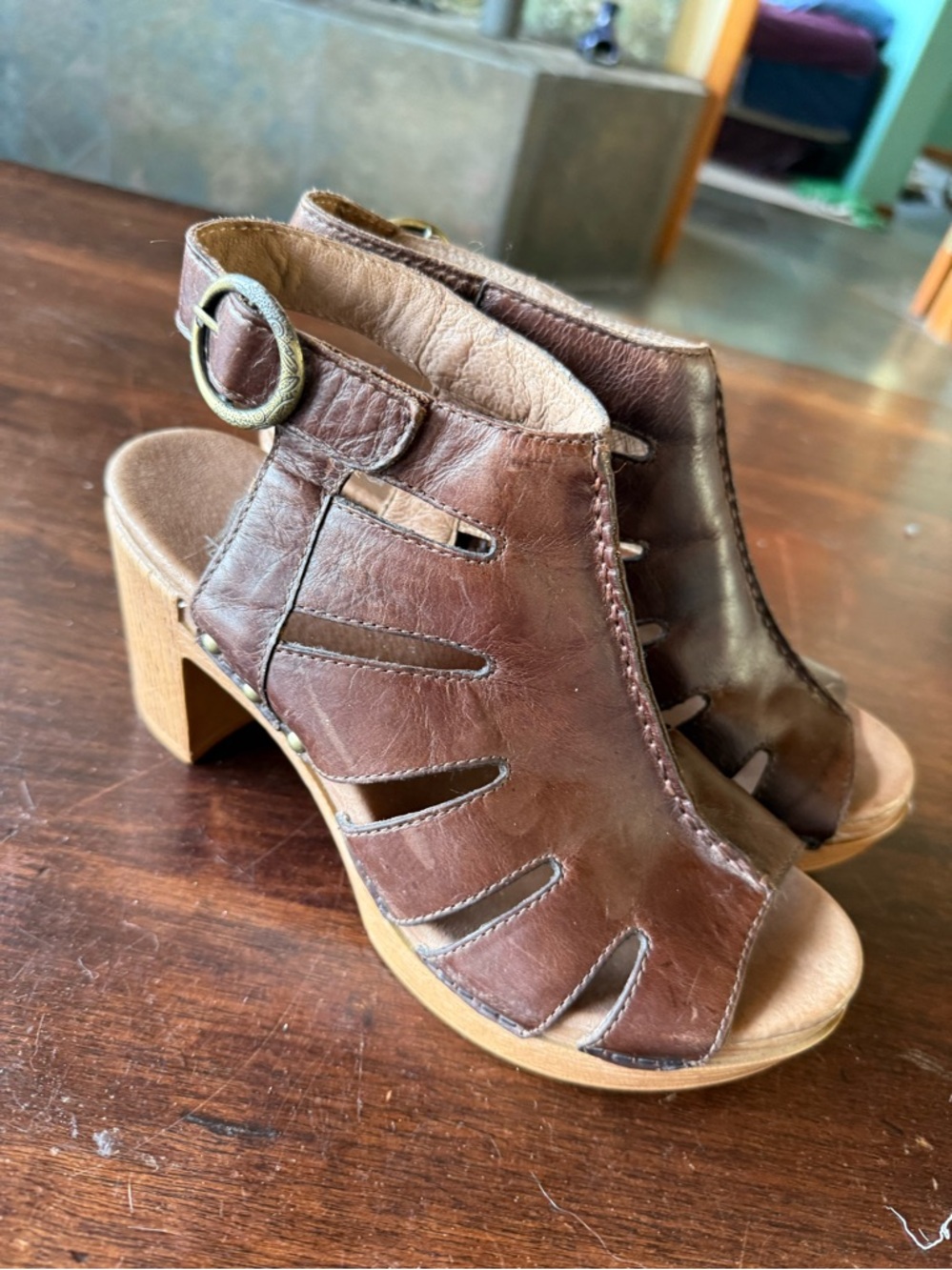 Dansko Brown Demetra Leather Slide with Cutout Strap. Only worn a few times.